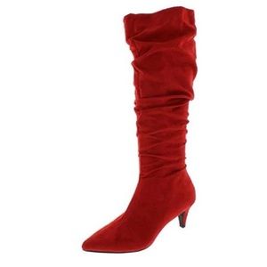 Bar III Women's Edina Faux Suede Slouchy Mid Calf Boots Red Size 8.5 M